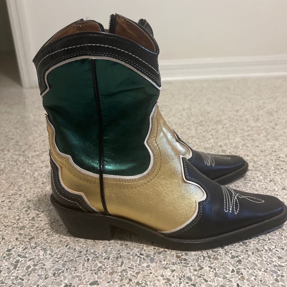 Zara leather cowboy boots